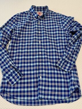 J. Press Classic Blue Plaid Button-Down Shirt - XL
